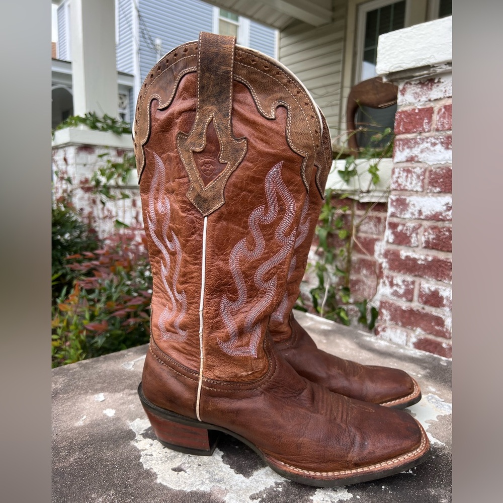 Ariat Crossfire Caliente Womens Sz 11B Brown Square Toe Cowboy Boots 10004817